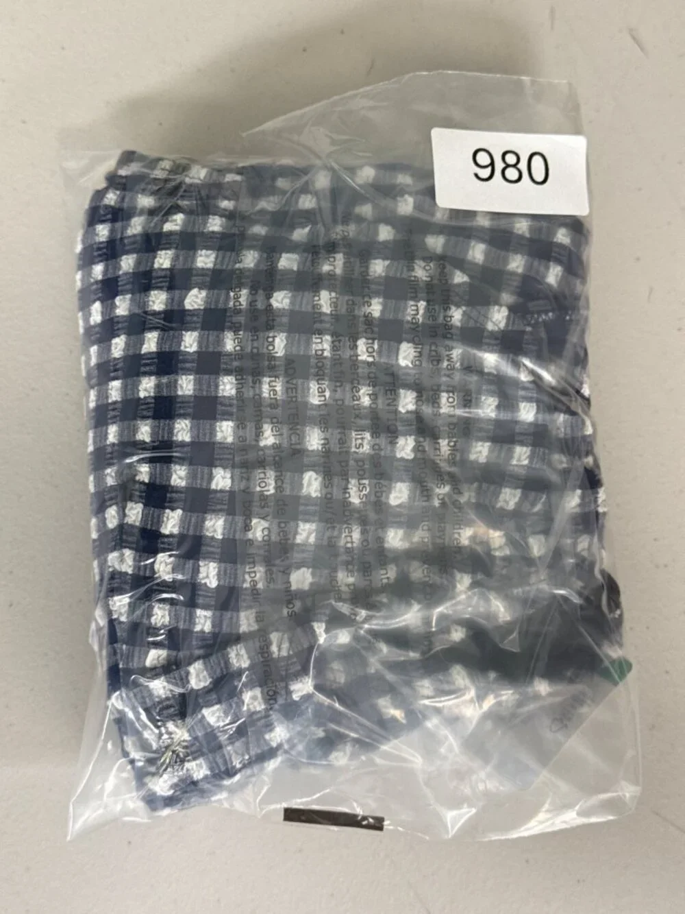 Navy & White Gingham One-Piece Swimsuit With Adjustable Straps Padded Cups - XL